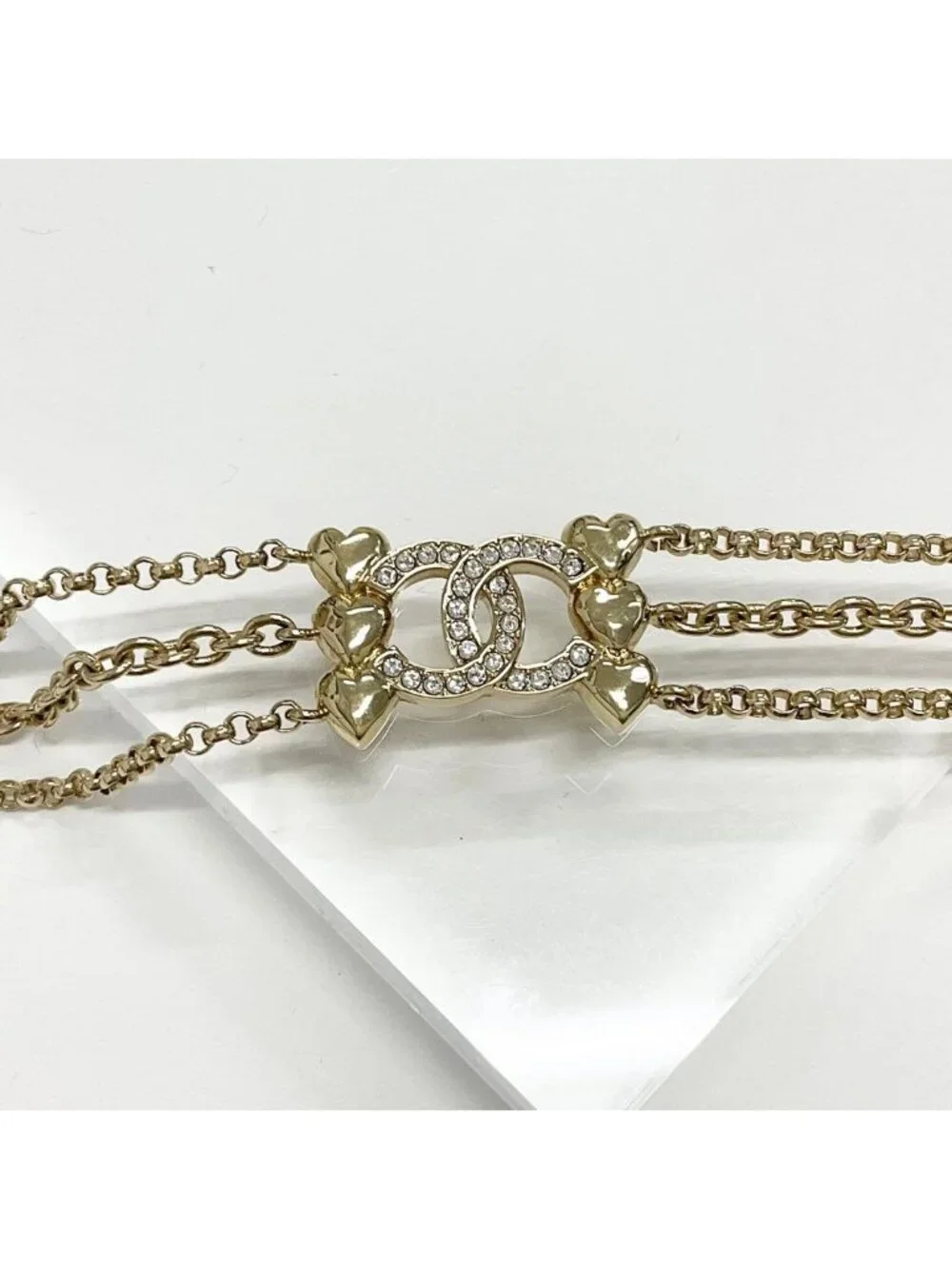 Chanel Necklace Choker Coco Mark Rhinestone Heart